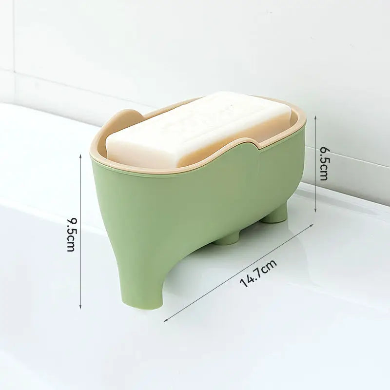Soap Box NEW Double Layer Creative Cute Elephant Bathroom Accessories Home Decorative Waterproof Drain Rack Bathroom Organizer