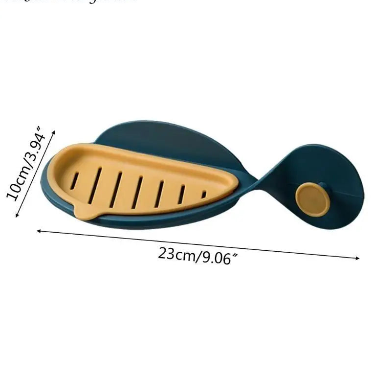 R58C Wall Mount Soap Box Holder Double Layer Drain Rack for Home Bathroom Kitchen Soap Sponge Storage Container Adhesive