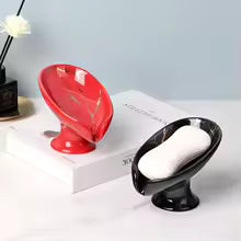 Leaf Shaped Ceramic Soap Dish with Drainage Creative Bathroom Soap Holder Tray for Sink Counter Self Draining Sponge Soap Rack