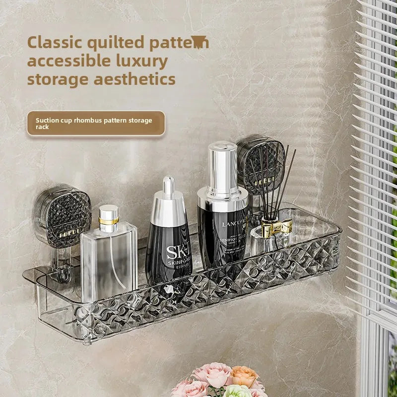 Suction Cup Bathroom Storage Rack Toilet Wall Mounted Washstand Organizer Single Layer Plastic Home Organizer Accessory