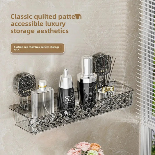 Suction Cup Bathroom Storage Rack Toilet Wall Mounted Washstand Organizer Single Layer Plastic Home Organizer Accessory