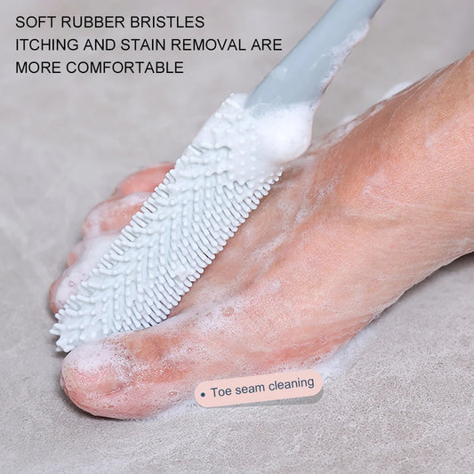 2pcs Long Handled Toe Gaps Cleaning Brush Super Soft Silicone Foot Scrubber Exfoliating Brush Foot Wash Brush For Shower