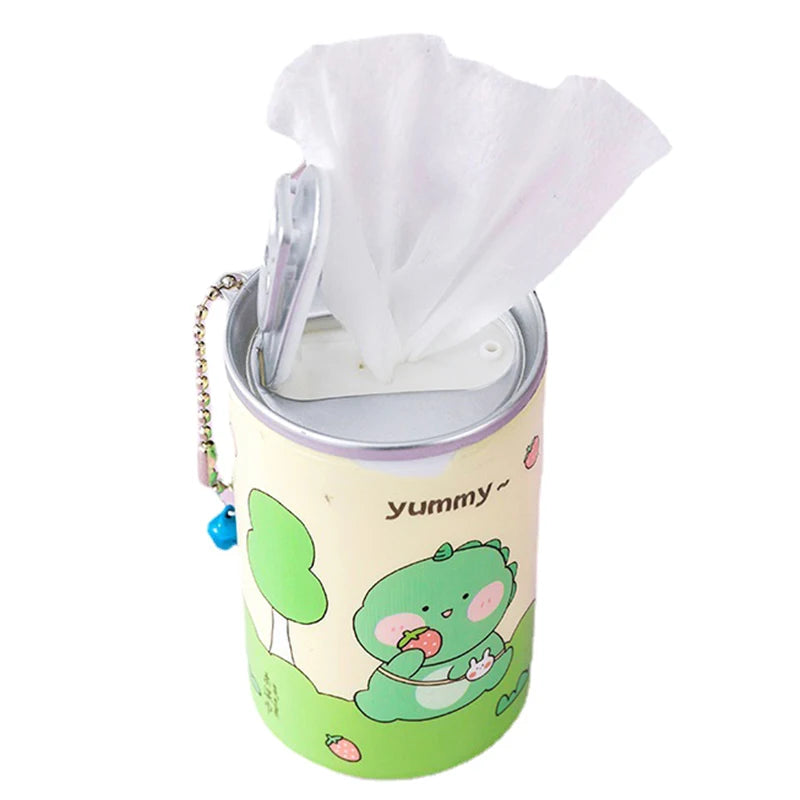 1box Canned Wet Wipes Portable Children Barreled Cans 30 Sheets Cleaning Cloths Creative Cartoon Chain Cute Small Bell