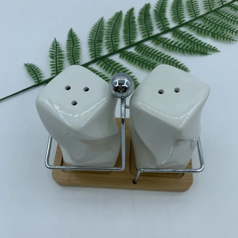 Nordic Ceramic Spice Jar Seasoning Box Creative Embossed Pepper Shaker Set Ceramic Salt Shaker Home Kitchen Flavoring Utensils