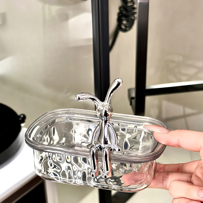 Plastic Bathroom Box in The Bathroom Household Soap Dish Rabbit Decor Soap Storage Rack for Draining Water Bathroom Accessories