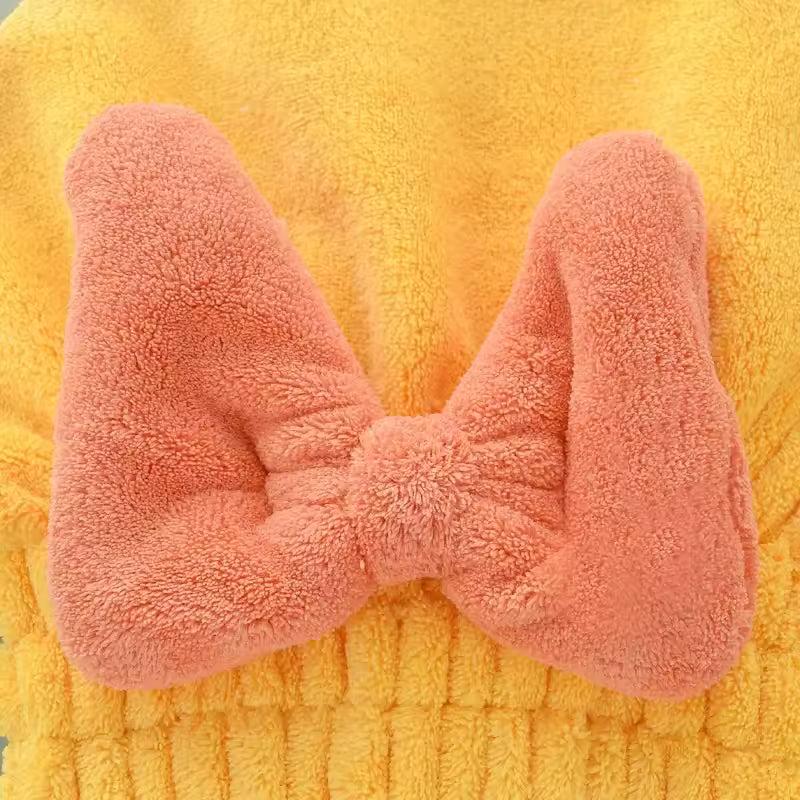 Woman Bow Coral Velvet Dry Hair Cap Super Absorbing Quick Drying Thickened Bath Cap Girls Hair Shower Hat Wrapped Towels