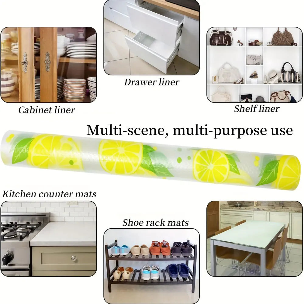 1 Roll Kitchen Cabinet Liners EVA Shelf Drawer Mat Non-Adhesive Waterproof Anti-Slip Anti-Dust Fridge Table Mat For Home Use