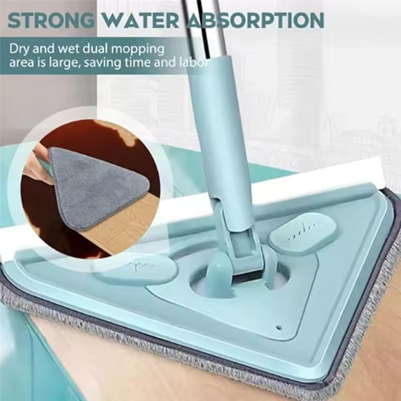 Triangle Mop, Cleaning Mop With Long Handle, Multifunctional Triangle Mop For Ceiling Wall Floor Window Durable 1 Cloth-AT30