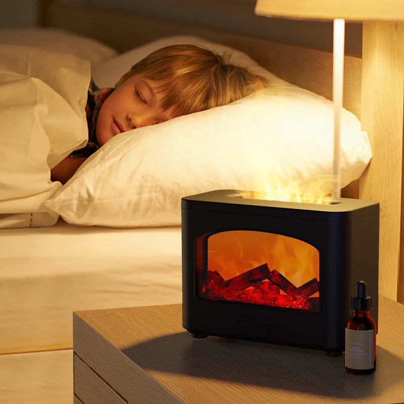 New Desktop Simulation Fireplace Flame Aromatherapy Machine Ultrasonic Timed Humidifier Creative Atomizer birthday Gifts