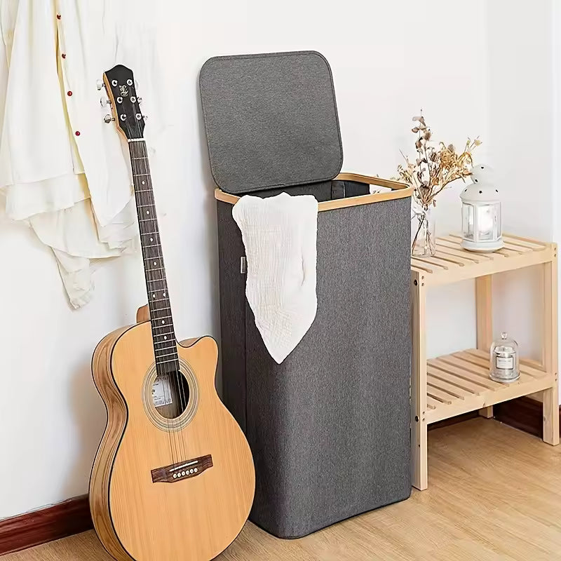 1pc Household light luxury 110L with handle and lid with mesh bag detachable inner bag Dirty clothes toy towe Dirty clothes