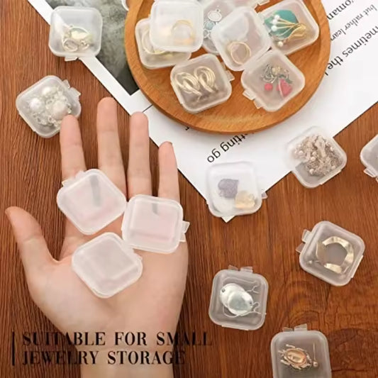 Mini Storage Box, Transparent Square Plastic Box, Earrings, Necklaces, Jewelry Packaging, Storage Organizer