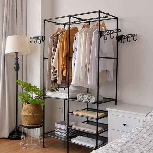 Clothes Hanger Coat Rack Floor Hanger Storage Wardrobe Clothing Drying Racks Free-standing and Movable