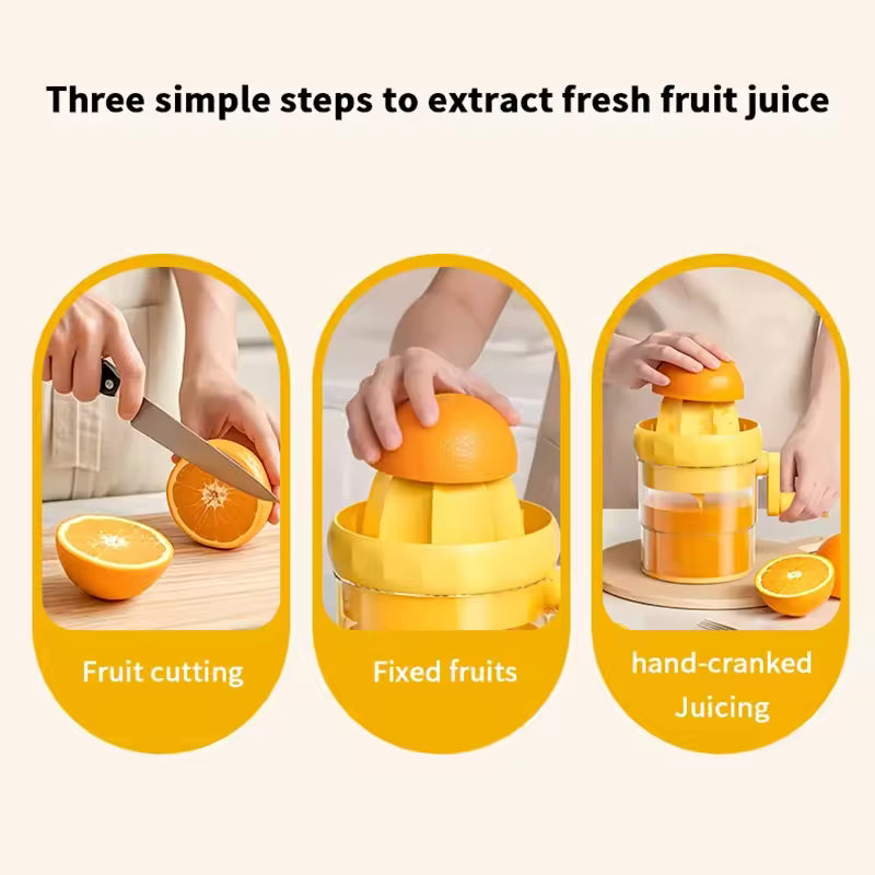 Manual Citrus Juicer With Rotating Crank - Max Juice Extraction For Lemon, Orange, Lime, Grapefruit | Ergonomic Handle