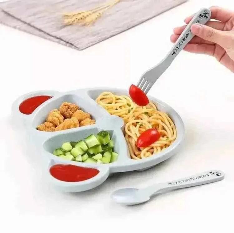 pack of 5pcs Bear Shape Plates Set with 5pcs spoon and fork