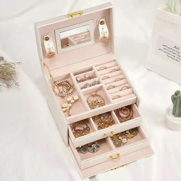 3 Layer Premium Jewelry Organizer with Ample Storage.