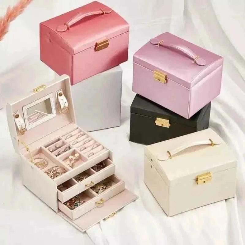 3 Layer Premium Jewelry Organizer with Ample Storage.