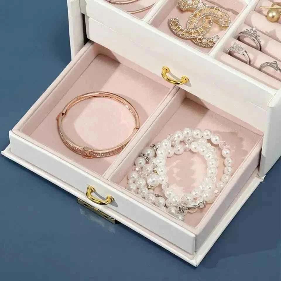 3 Layer Premium Jewelry Organizer with Ample Storage.