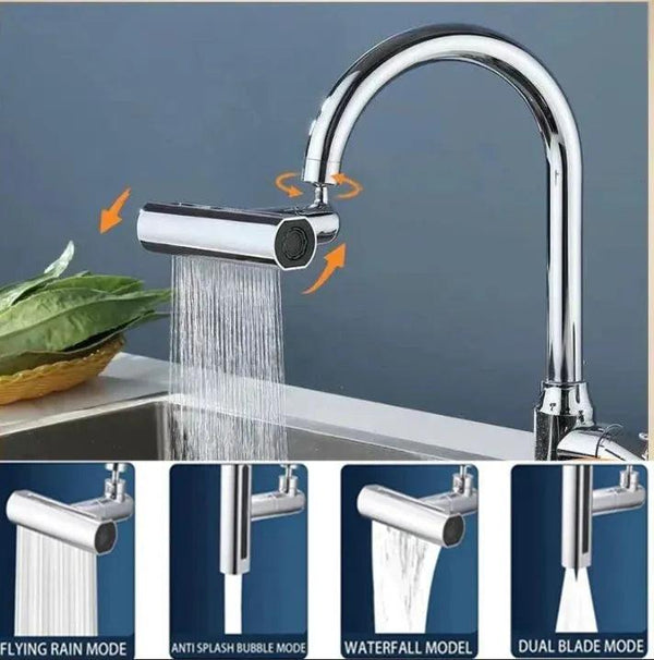 Multifunctional Kitchen Sink Waterfall Faucet Pressurized Bubbler Splash proof 4 Modes Spout Bathroom Basin Tap Extender Adapter.