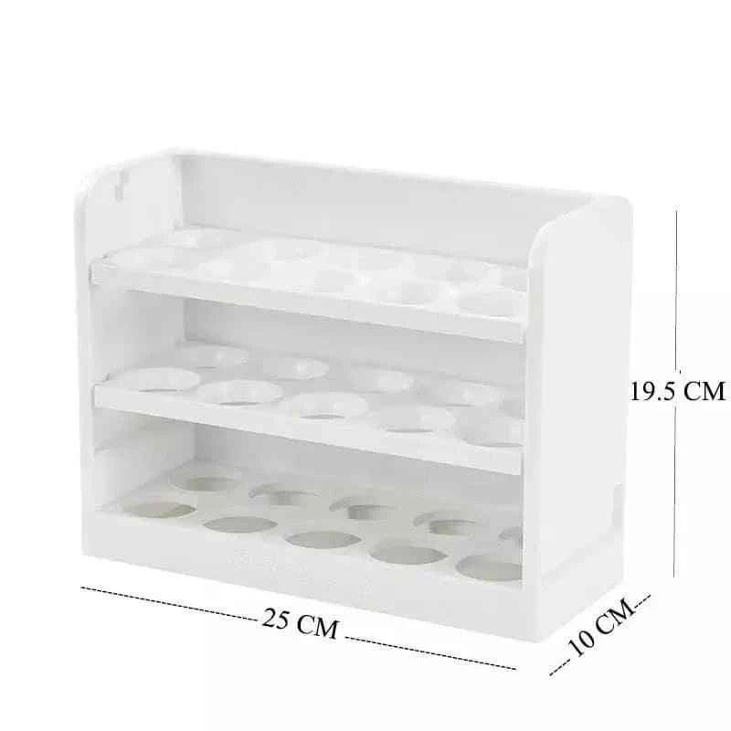 30-Grid Rotating Egg Storage Box, 3-Tier Fridge Organizer.