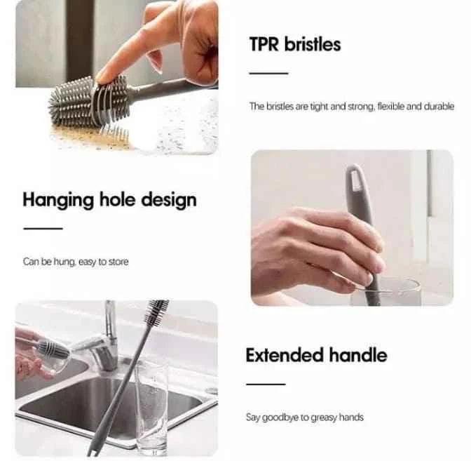 Bottle Cleaning Brush Rubber TPR Bristles