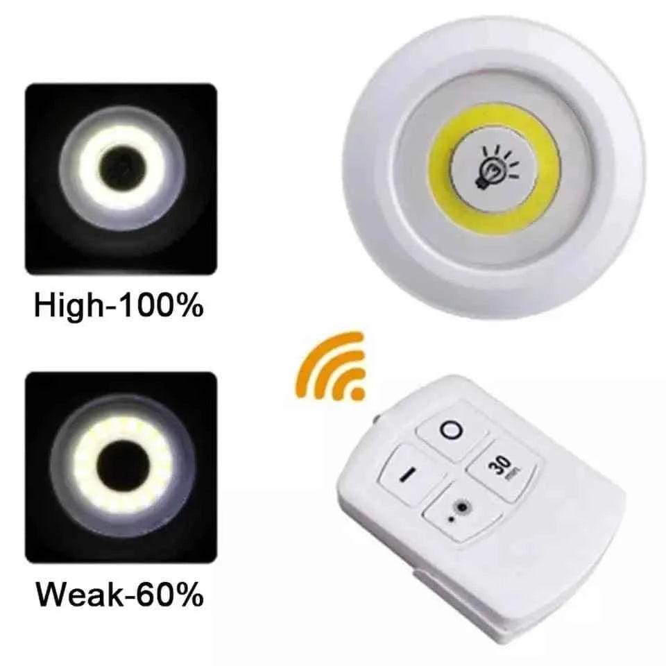 Pack of 3 Wireless LED Night Lights with Remote, 3W Ultra-Bright COB Under-Cabinet Lighting, Adjustable Brightness for Wardrobe, Closet, Cupboard, and Doorway.