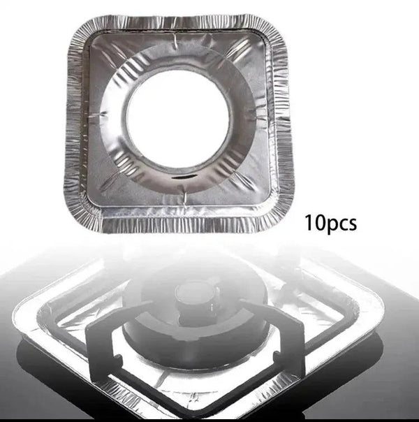 10pcs Stove Top Cover Aluminum Foil Stove Burner Reusable High Temperature Resistant Stove Protector for Clean