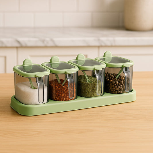4-in-1 Seasoning Spice Jar Set – Multi-Compartment Kitchen Organizer