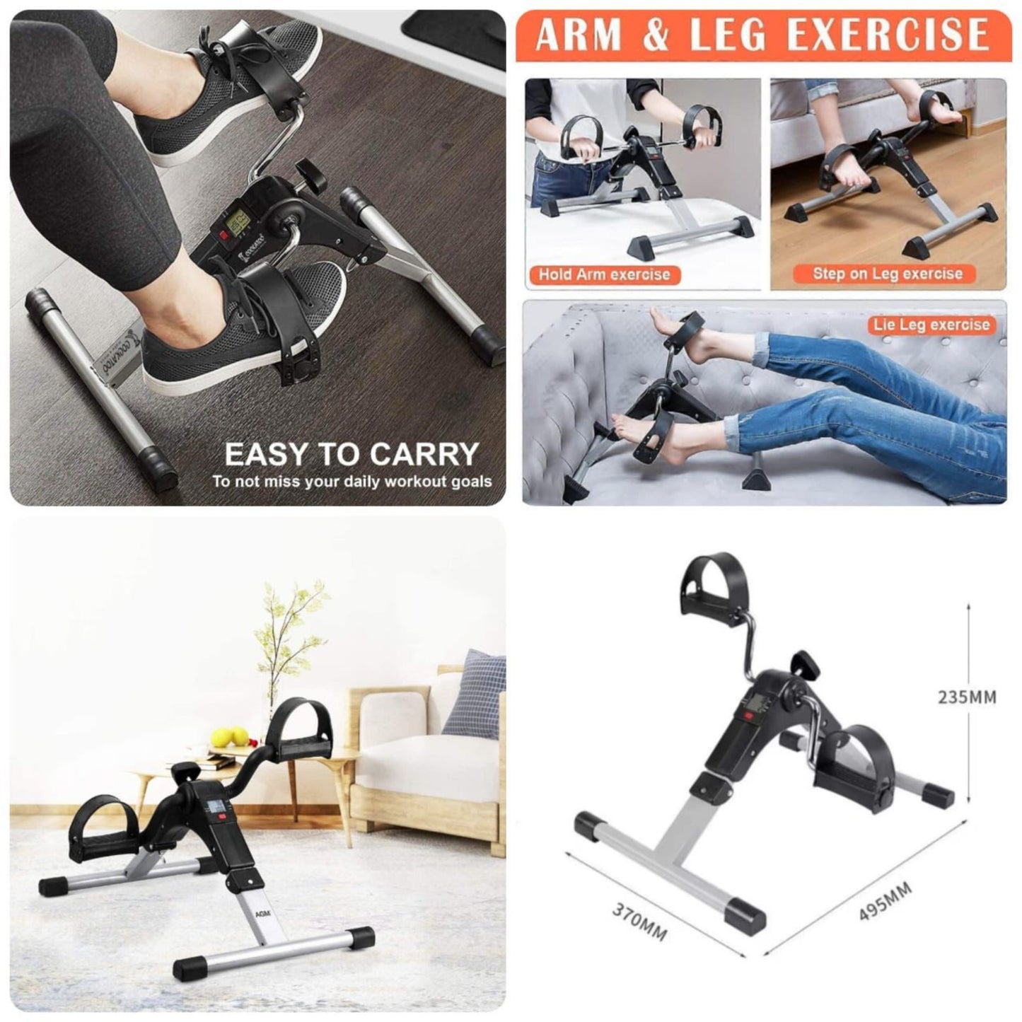 Portable Mini Pedal Exerciser for Arm & Leg Workout