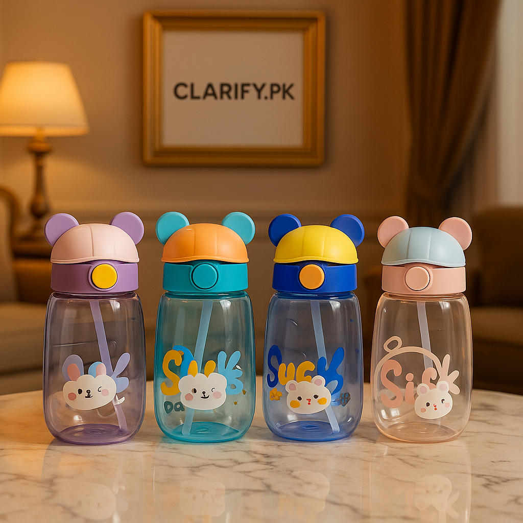 Bear Bottle 550ml – Cute & Portable Water Bottle (Random)