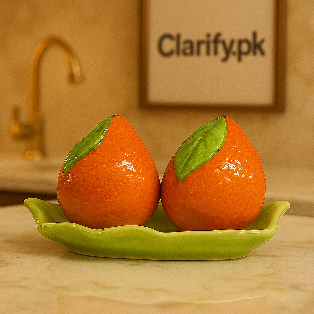 Orange Shape Ceramic Salt & Pepper Shakers with Tray – Cute Kitchen Set