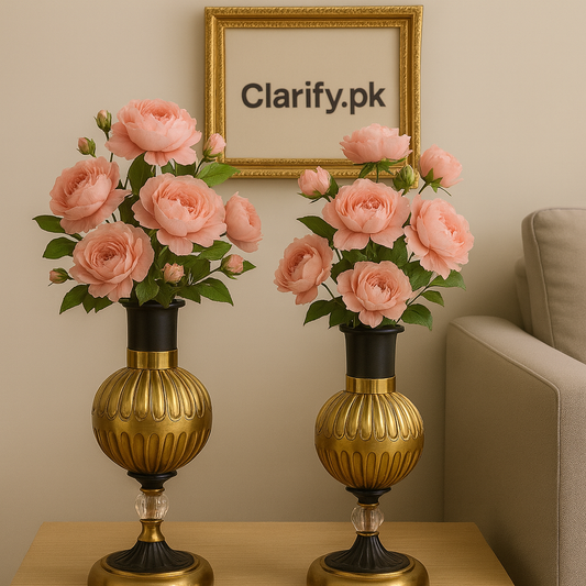 2-Piece Metal Vase Set – Elegant Home Décor (Without Flowers)