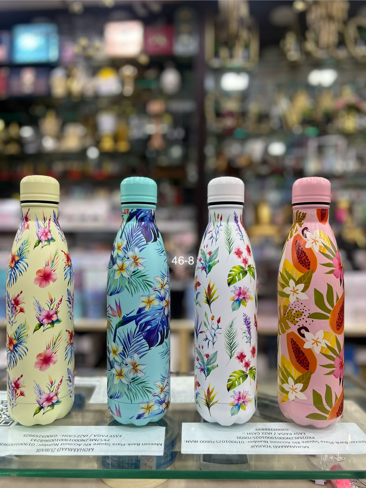 Tropical Floral Print Bottle – Stainless Steel Leakproof Flask (Random Color)