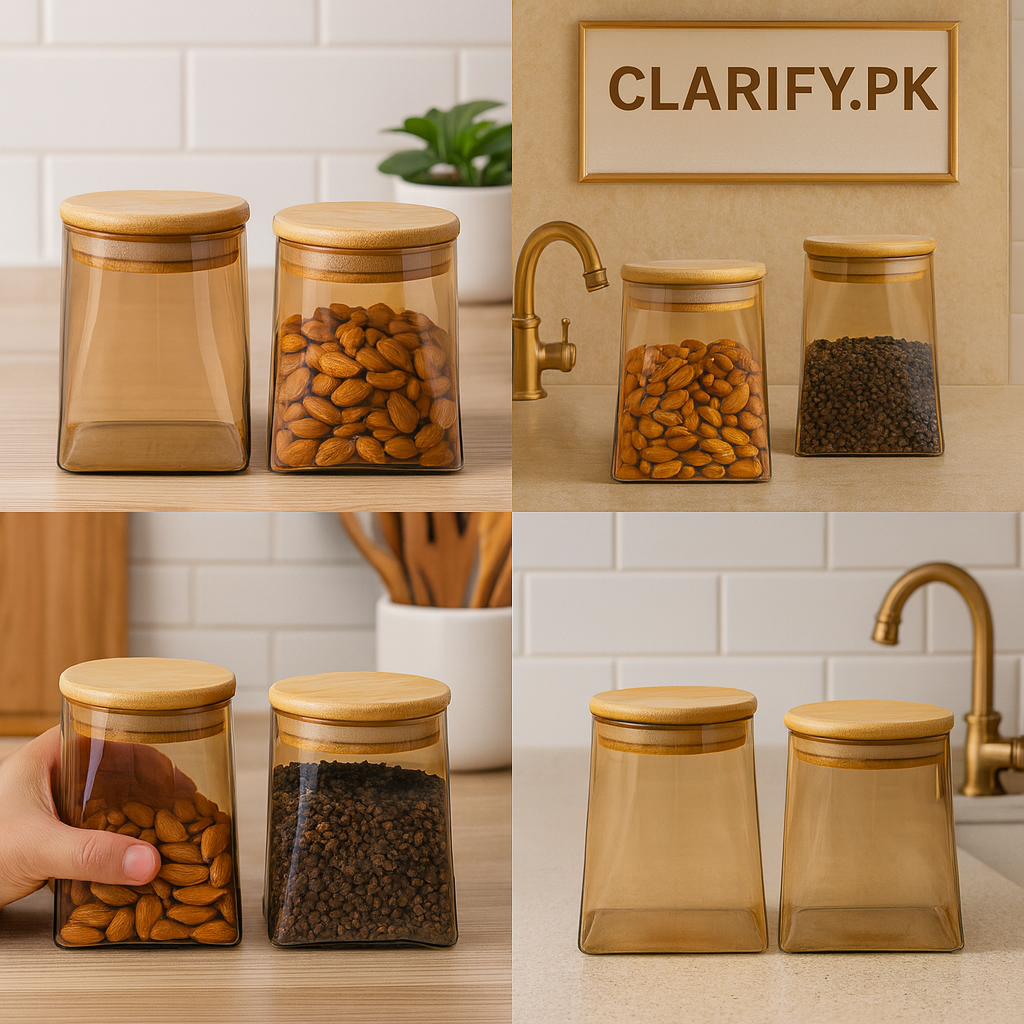 Premium Glass Storage Jar with Wooden Lid – Airtight