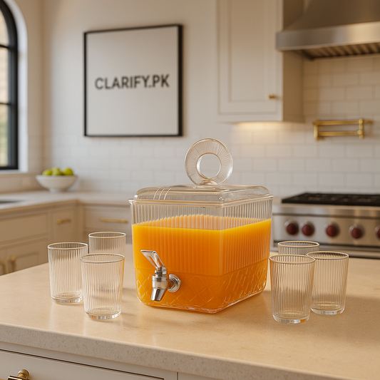 Acrylic Cooler with 4 Glass Set – Premium Drinkware for Home & Parties