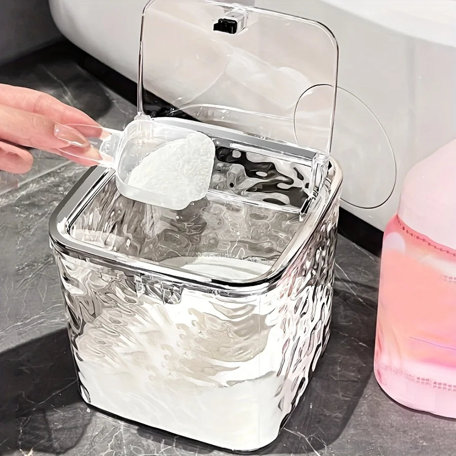 Clarify.pk acrylic hair accessories organizer storage box with clear hinged lid on countertop
