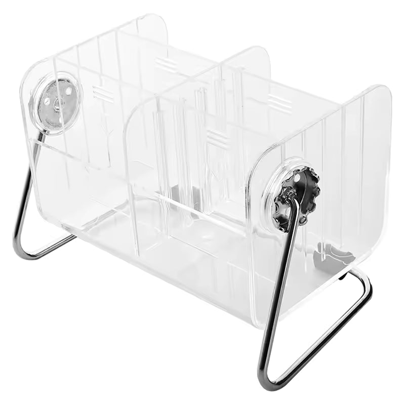 Clear acrylic remote control holder with metal stand for organized storage of remotes