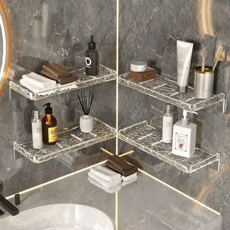 Acrylic Wave Pattern Bathroom Organizer – Wall - Mounted Storage Rack - Clarify.pk