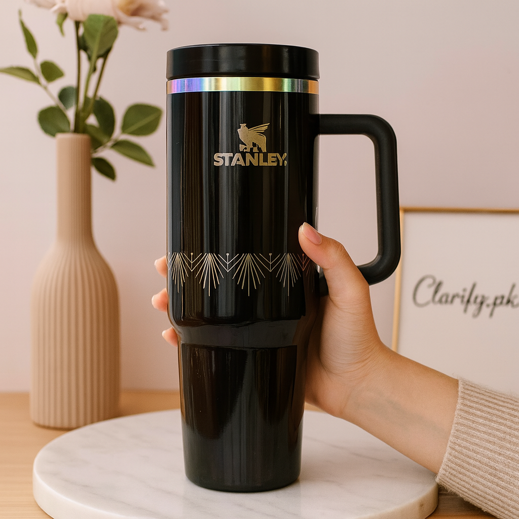 40oz Glossy Stainless Steel Tumbler – 1200ml Stanley Style Drinkware
