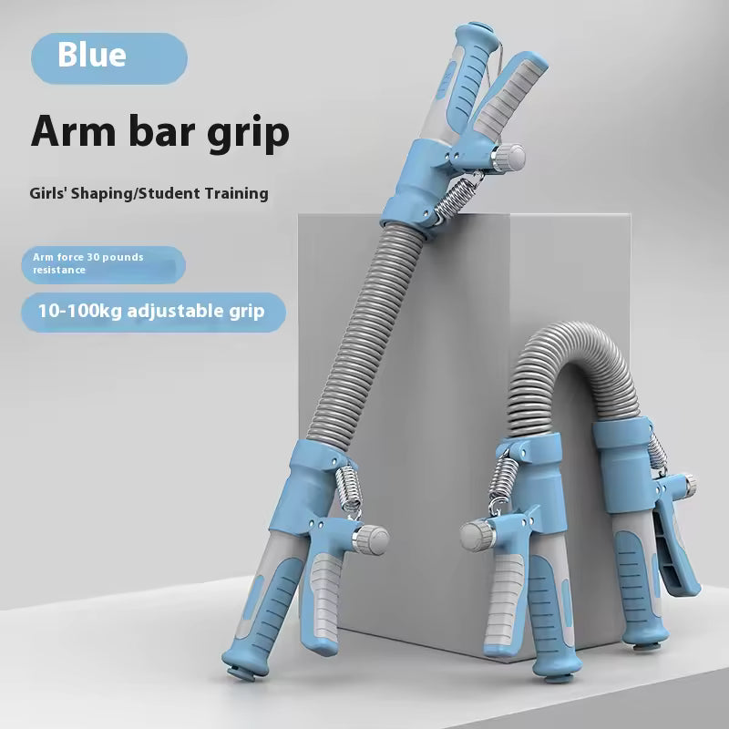Blue R shape adjustable hand grip strengthener with 10-100kg resistance for arm training and student exercise
