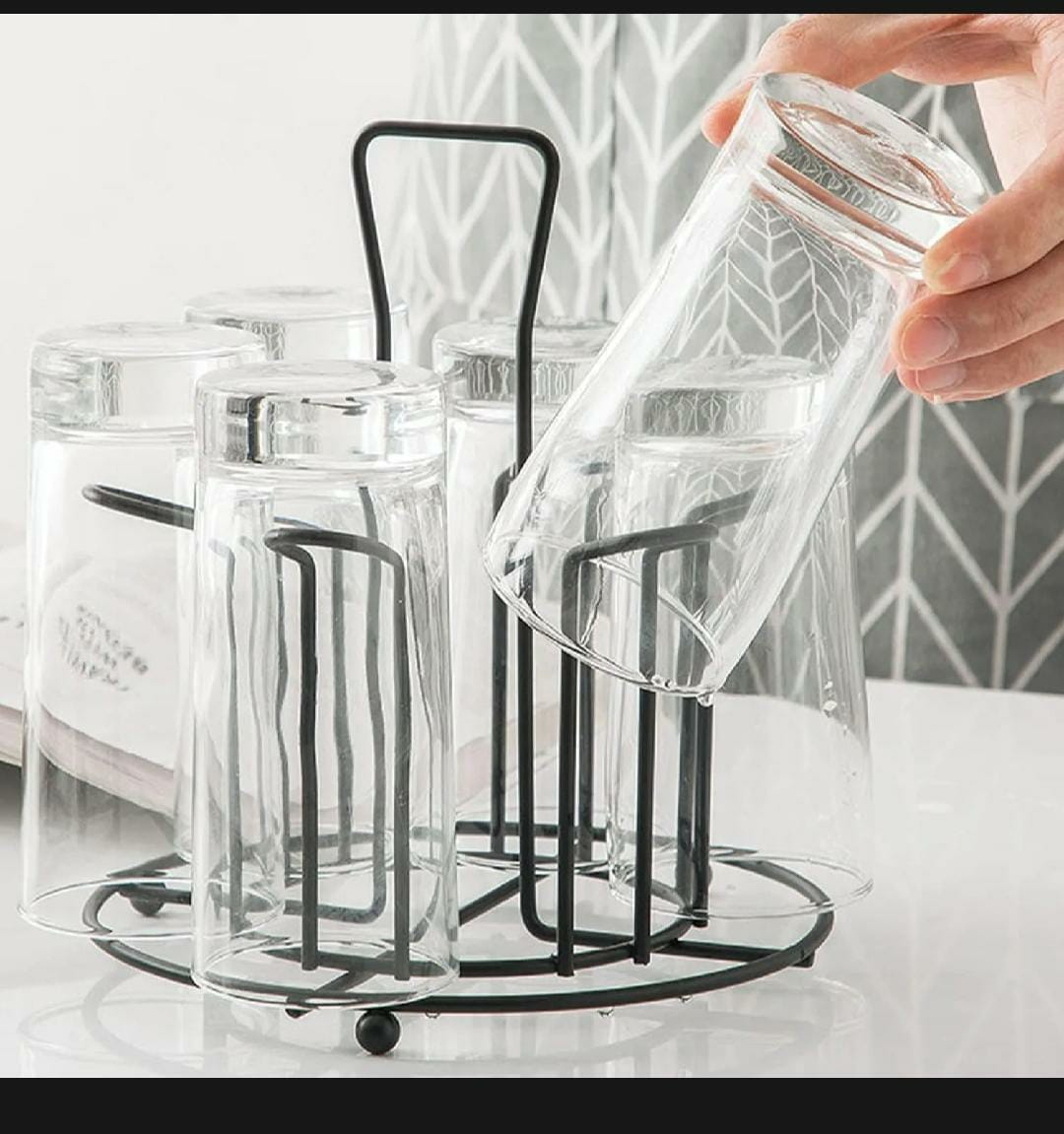 Metal 6 Pcs Glass Stand – Durable Kitchen Cup Holder Rack