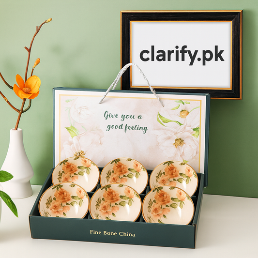 Elegant Fine Bone China Bowl Set – 6 Pcs Gift Box