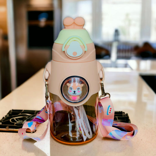 Plastic Bear Water Bottle – Cute Leakproof Portable Drinking Bottle (Random colors)