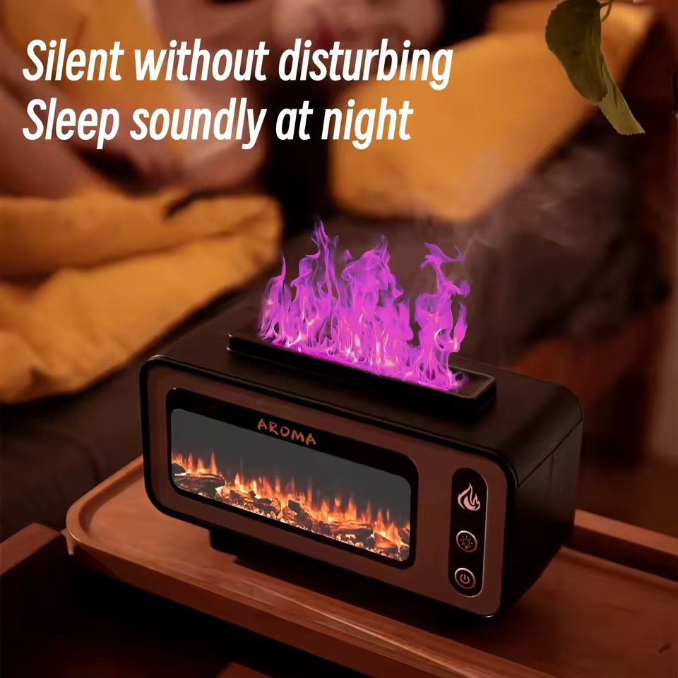 Clarify.pk fireplace flame diffuser humidifier with realistic flame effect and silent operation for peaceful sleep