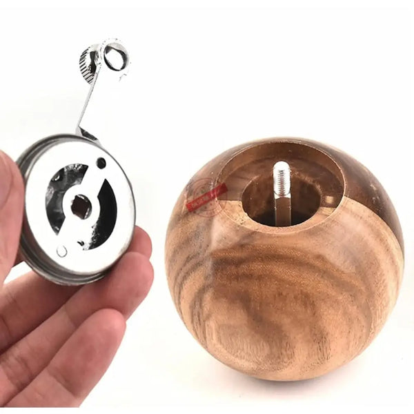 Clarify pk round wooden pepper grinder with natural wood grain and removable stainless steel grinding mechanism