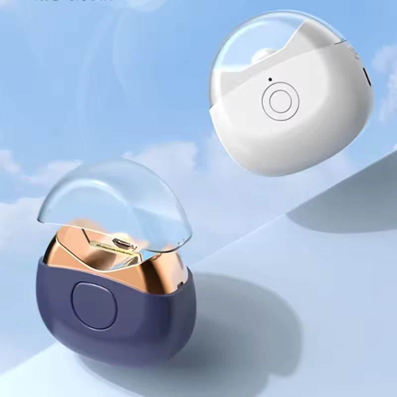 Clarify.pk automatic electric nail clipper in white and navy with transparent protective covers