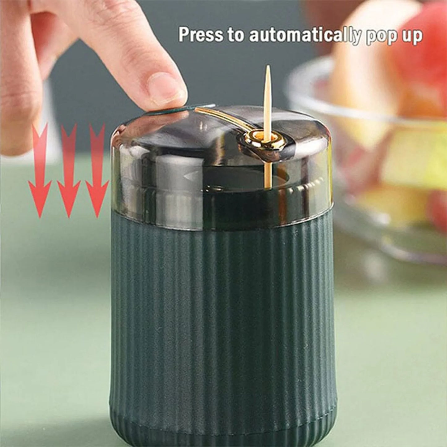 Clarify.pk automatic toothpick dispenser with finger pressing to pop up toothpick easily
