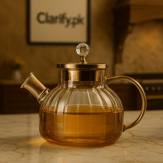 Electroplated Glass Kettle with Golden Handle