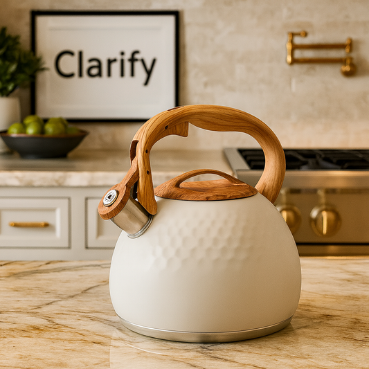 HausRoland Enamel White Textured Tea Kettle – 3.0L