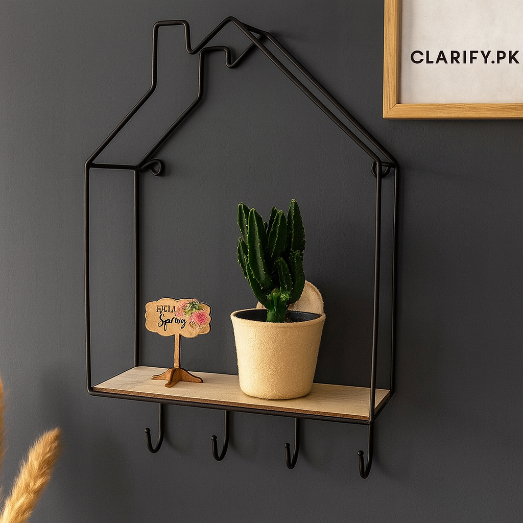 Hut Style Wall Shelf with Hooks – Creative Home Organizer