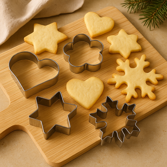 12pcs Stainless Steel Cookie Cutter Set – Star, Heart, Round & Flower